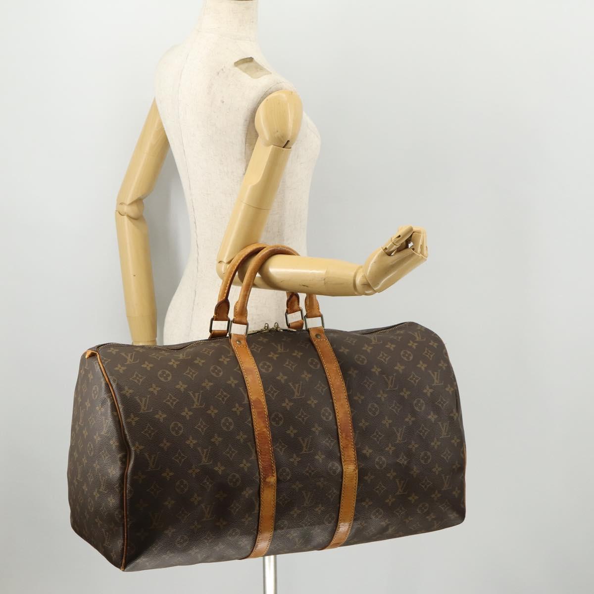 LOUIS VUITTON Monogram Keepall 55 Boston Bag M41424 LV Auth 172324