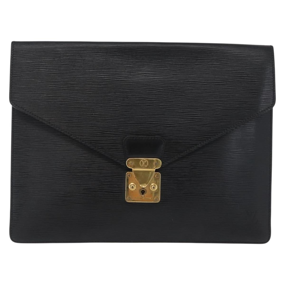 LOUIS VUITTON Epi Porte Documents・Senatur Briefcase Black M54452 Auth 172361