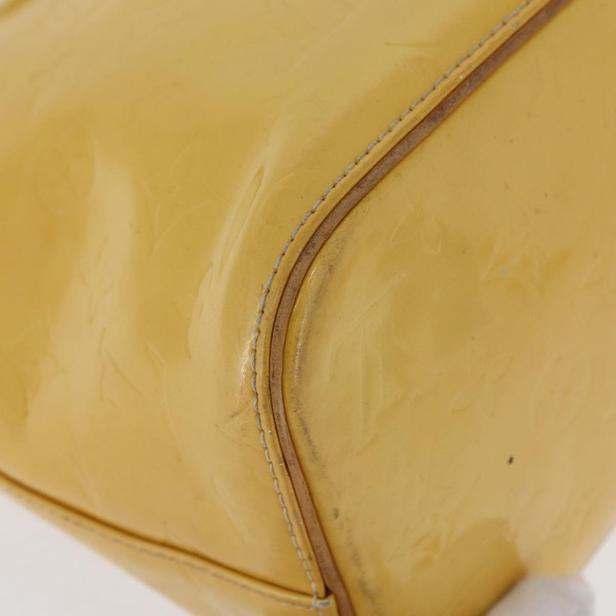 LOUIS VUITTON Monogram Vernis Houston Hand Bag Lime Yellow M91055 LV Auth 172363