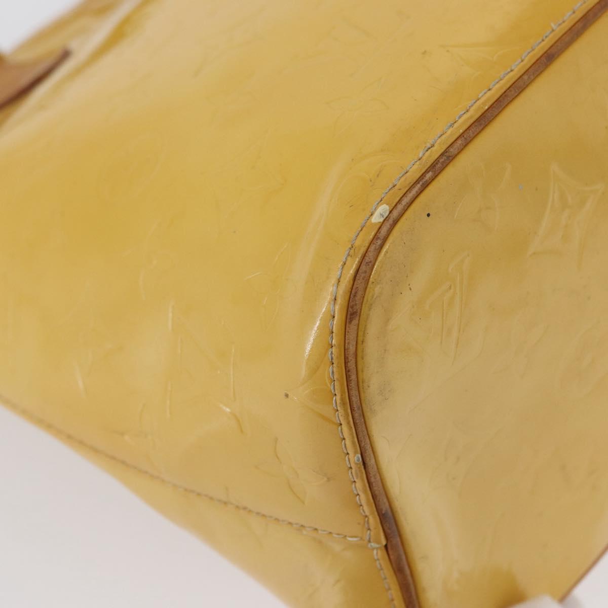 LOUIS VUITTON Monogram Vernis Houston Hand Bag Lime Yellow M91055 LV Auth 172363