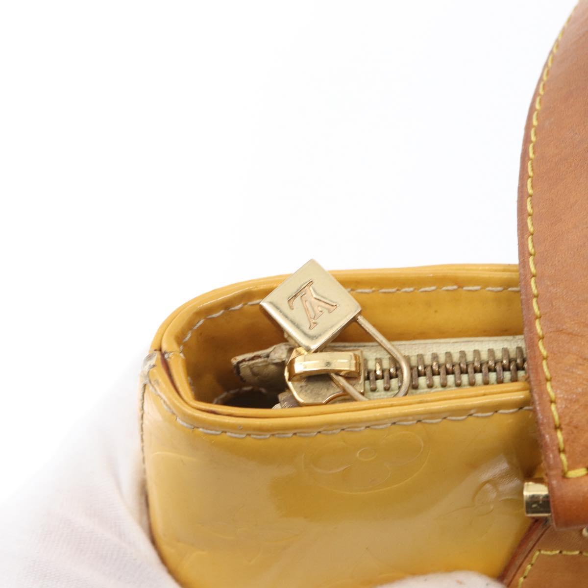 LOUIS VUITTON Monogram Vernis Houston Hand Bag Lime Yellow M91055 LV Auth 172363