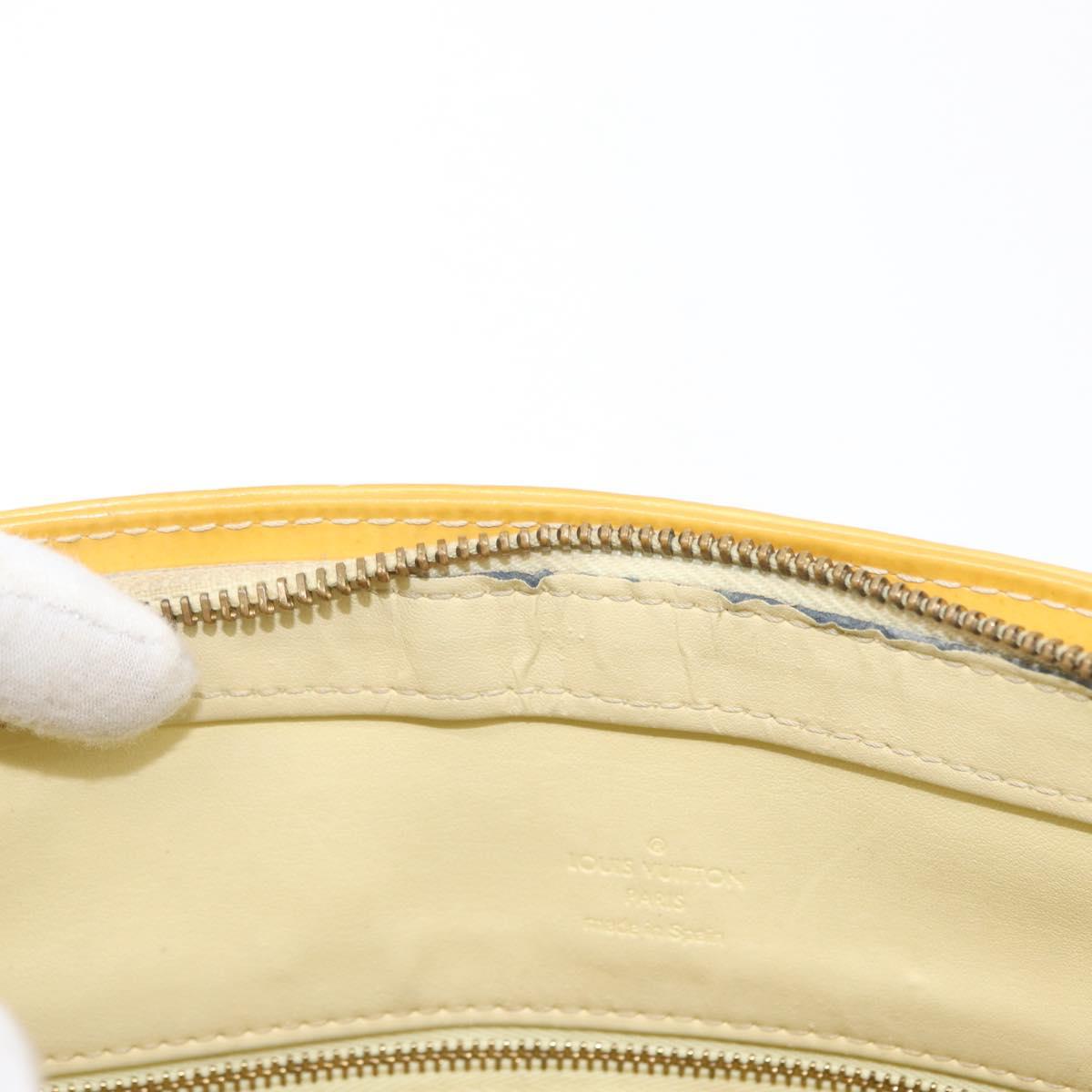 LOUIS VUITTON Monogram Vernis Houston Hand Bag Lime Yellow M91055 LV Auth 172363