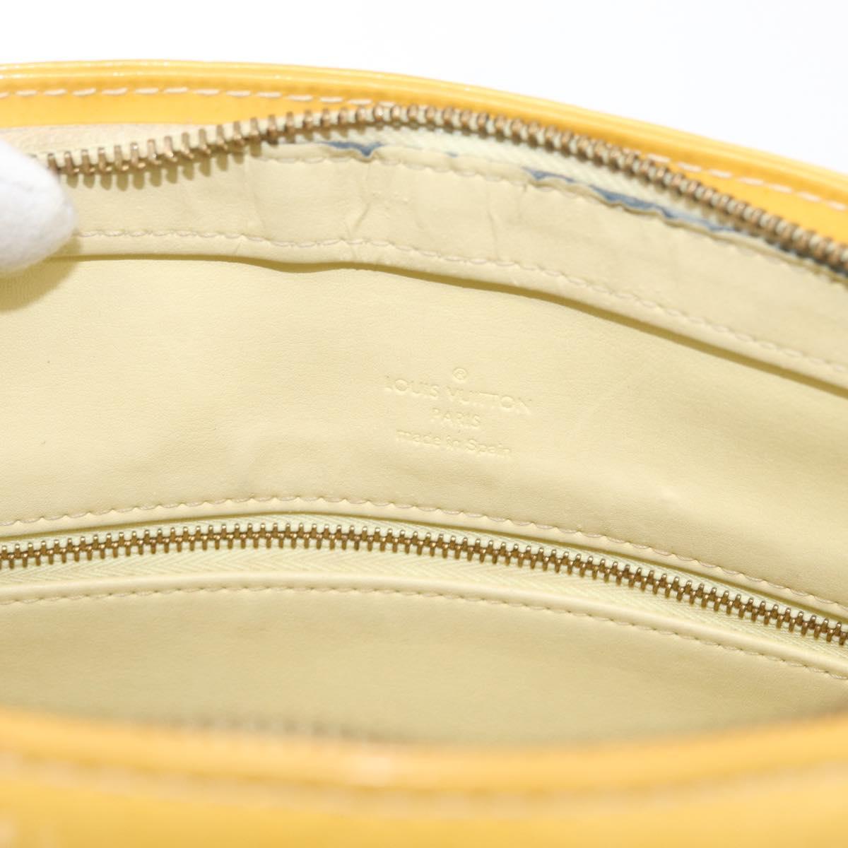 LOUIS VUITTON Monogram Vernis Houston Hand Bag Lime Yellow M91055 LV Auth 172363