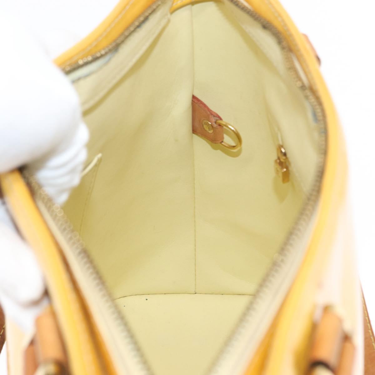LOUIS VUITTON Monogram Vernis Houston Hand Bag Lime Yellow M91055 LV Auth 172363