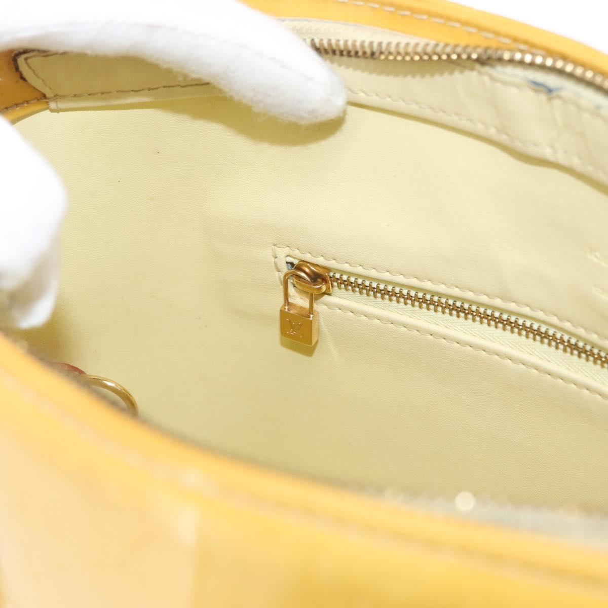 LOUIS VUITTON Monogram Vernis Houston Hand Bag Lime Yellow M91055 LV Auth 172363