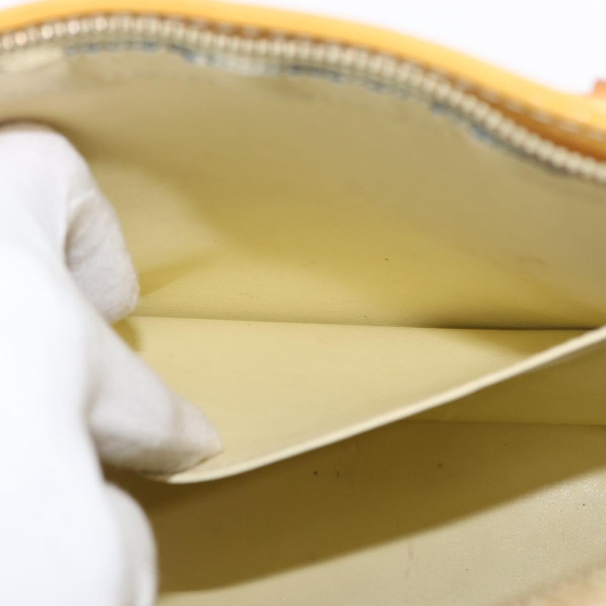 LOUIS VUITTON Monogram Vernis Houston Hand Bag Lime Yellow M91055 LV Auth 172363