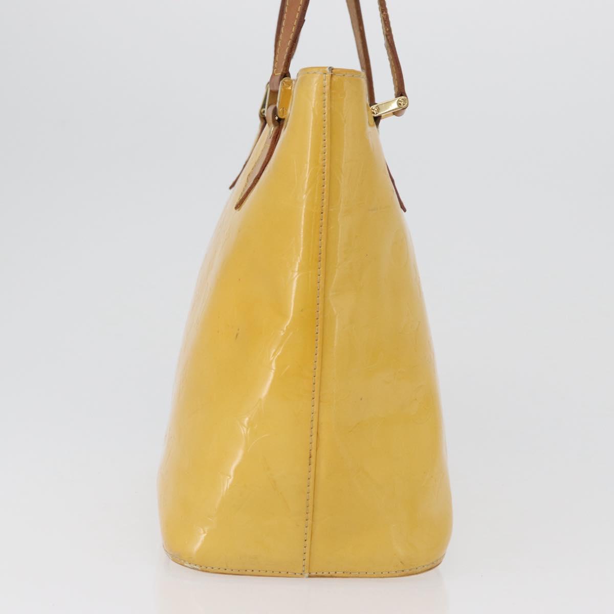LOUIS VUITTON Monogram Vernis Houston Hand Bag Lime Yellow M91055 LV Auth 172363