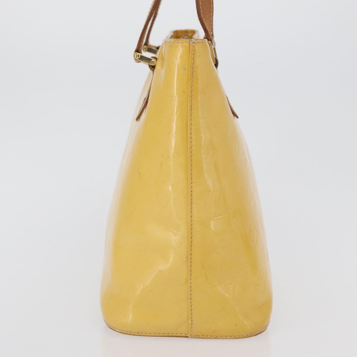 LOUIS VUITTON Monogram Vernis Houston Hand Bag Lime Yellow M91055 LV Auth 172363