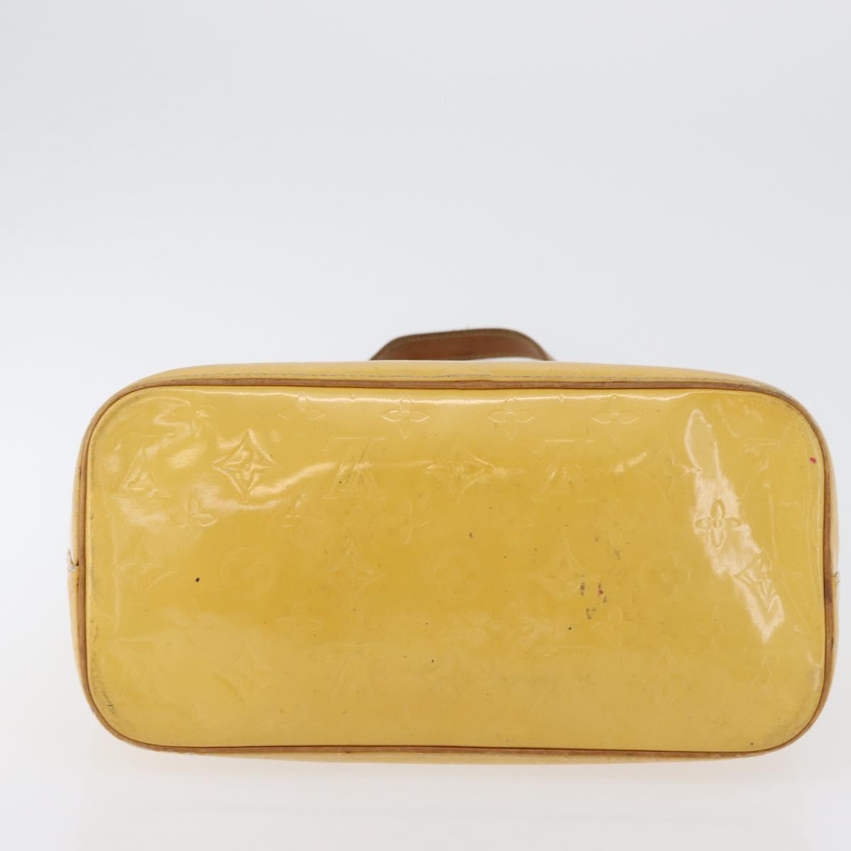 LOUIS VUITTON Monogram Vernis Houston Hand Bag Lime Yellow M91055 LV Auth 172363