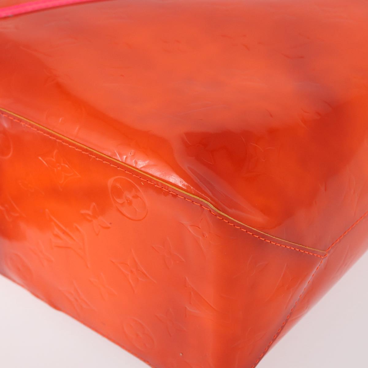LOUIS VUITTON Monogram Vernis Fluo Reade MM Bag Orange Pink M91902 Auth 172364A