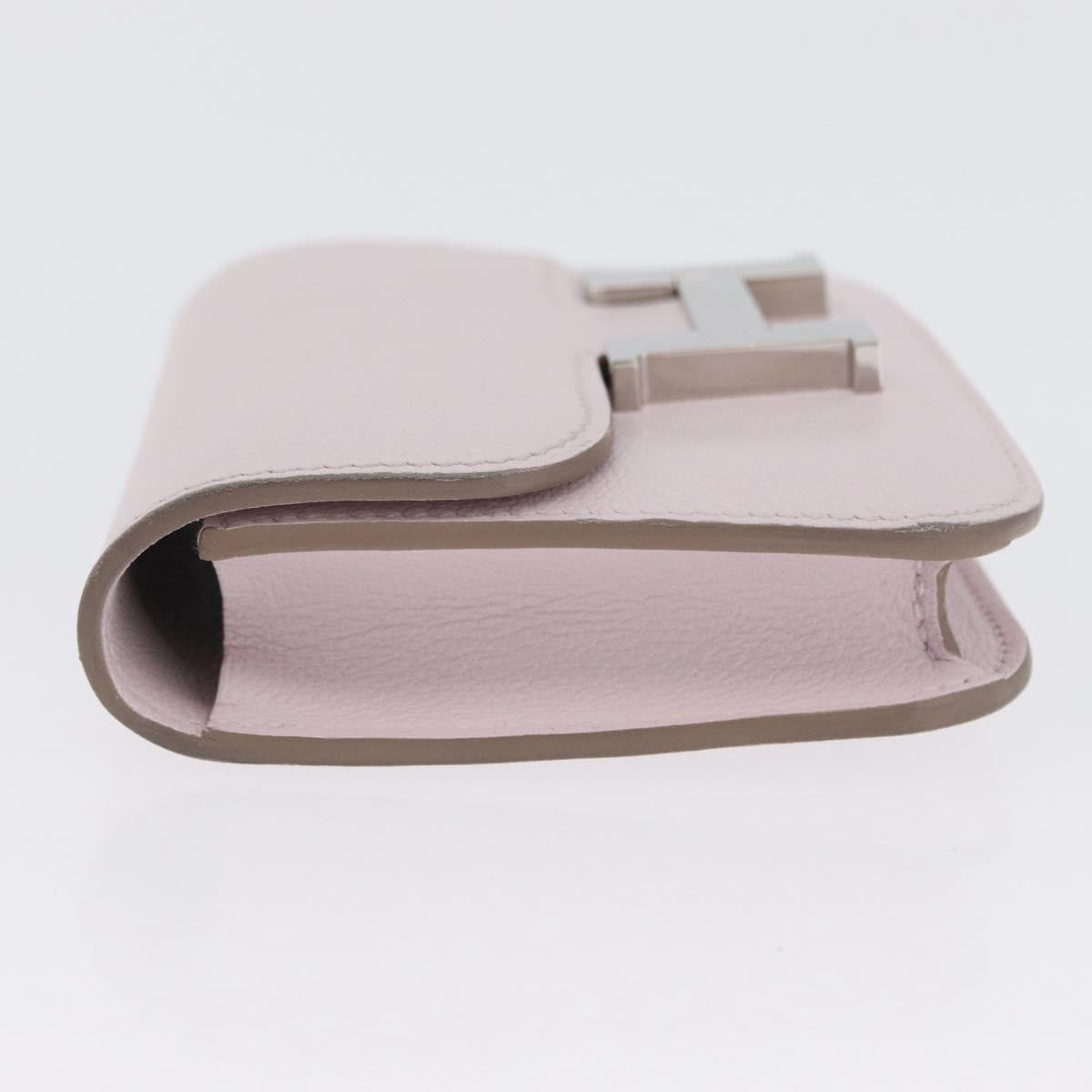 HERMES Constance Slim Wallet Leather Pink Silver Auth 172366SM