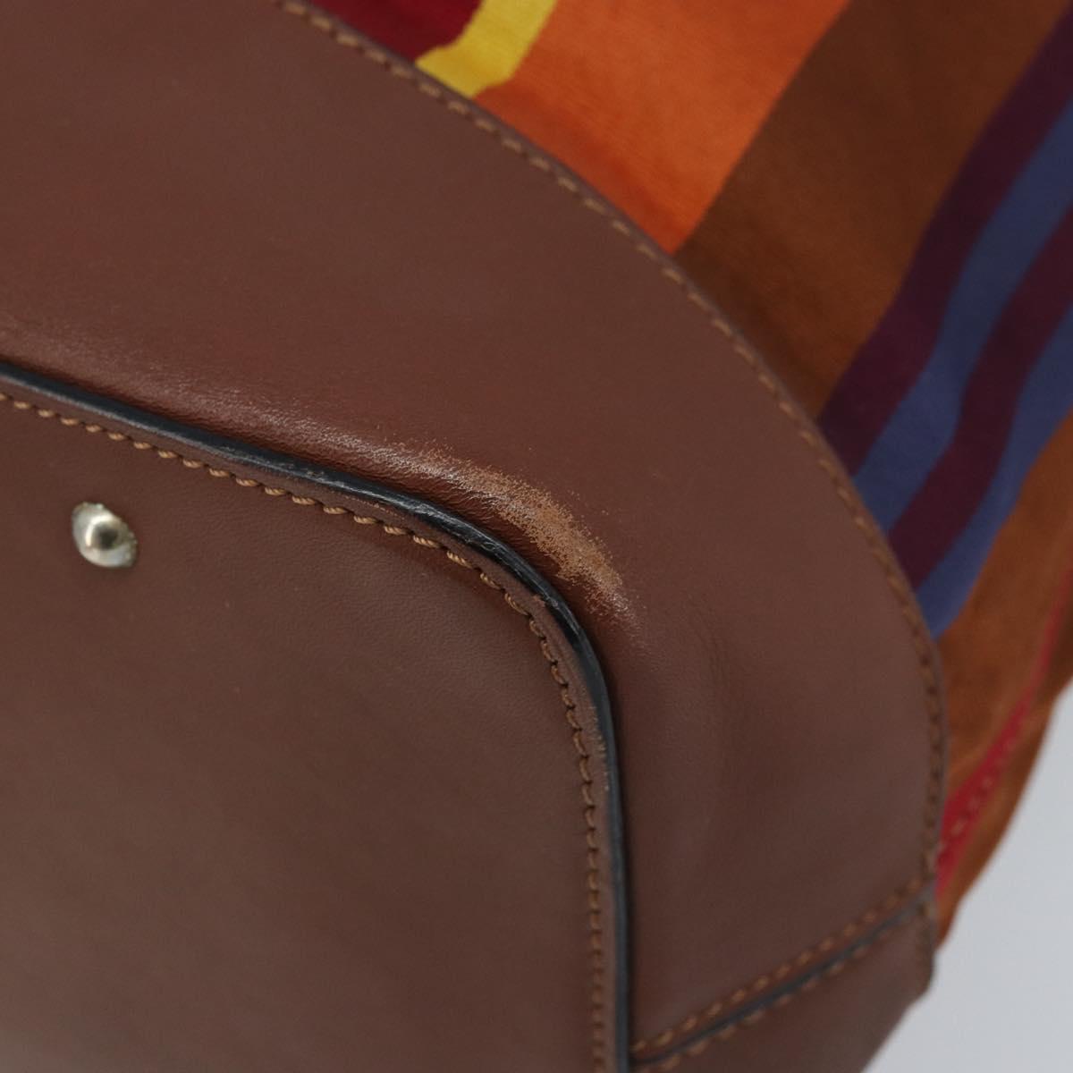 CELINE Shoulder Bag Canvas Multicolor Gold Auth 172371