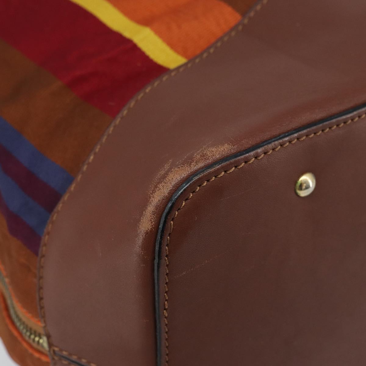 CELINE Shoulder Bag Canvas Multicolor Gold Auth 172371