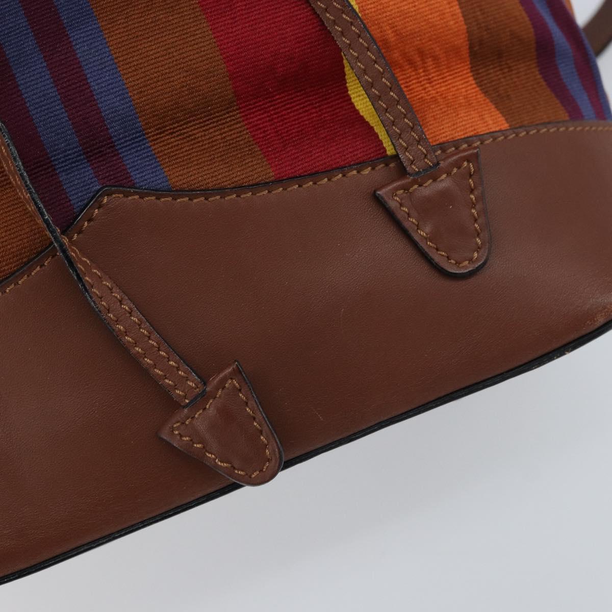 CELINE Shoulder Bag Canvas Multicolor Gold Auth 172371
