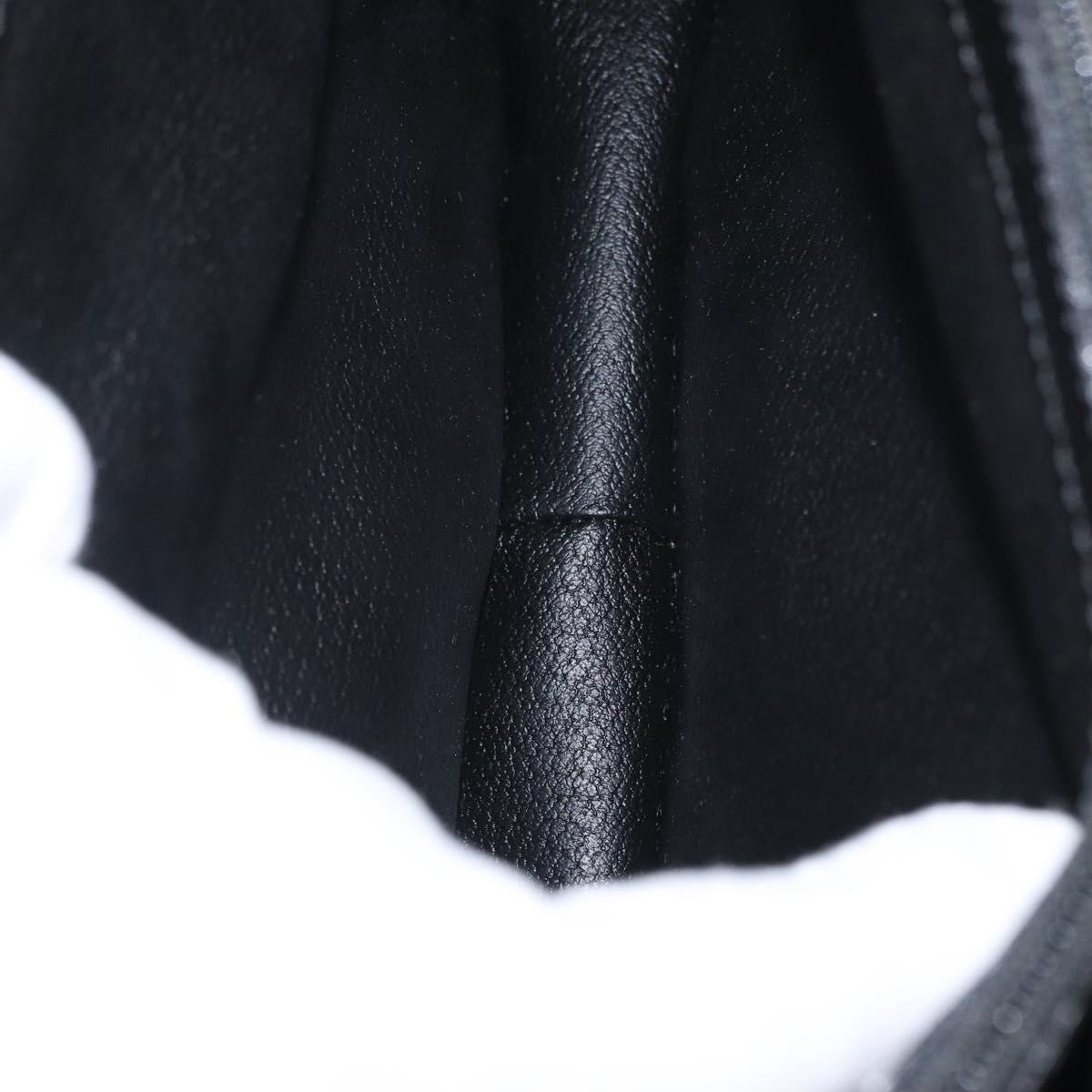 CELINE Circle Macadam Canvas Hand Bag PVC Leather Black Gold Auth 172374