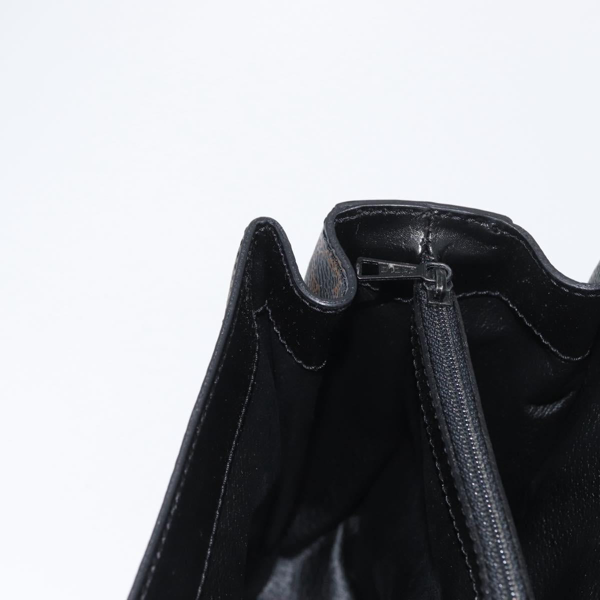 CELINE Circle Macadam Canvas Hand Bag PVC Leather Black Gold Auth 172374