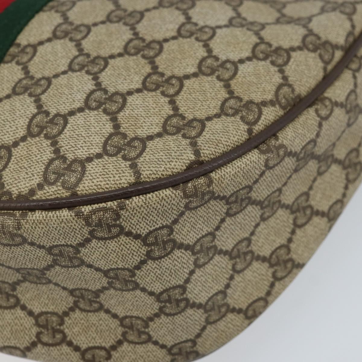 GUCCI Web Sherry Line GG Supreme Shoulder Bag PVC Beige Gold 010 378 Auth 172377
