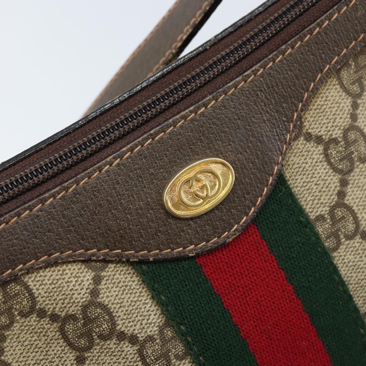 GUCCI Web Sherry Line GG Supreme Shoulder Bag PVC Beige Gold 010 378 Auth 172377