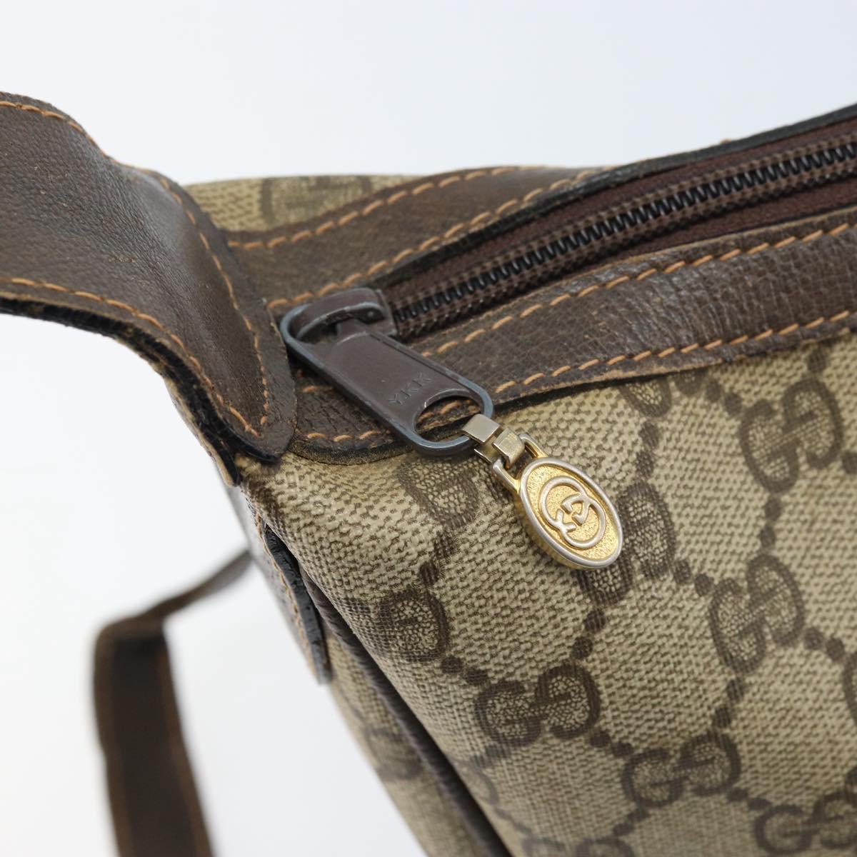 GUCCI Web Sherry Line GG Supreme Shoulder Bag PVC Beige Gold 010 378 Auth 172377