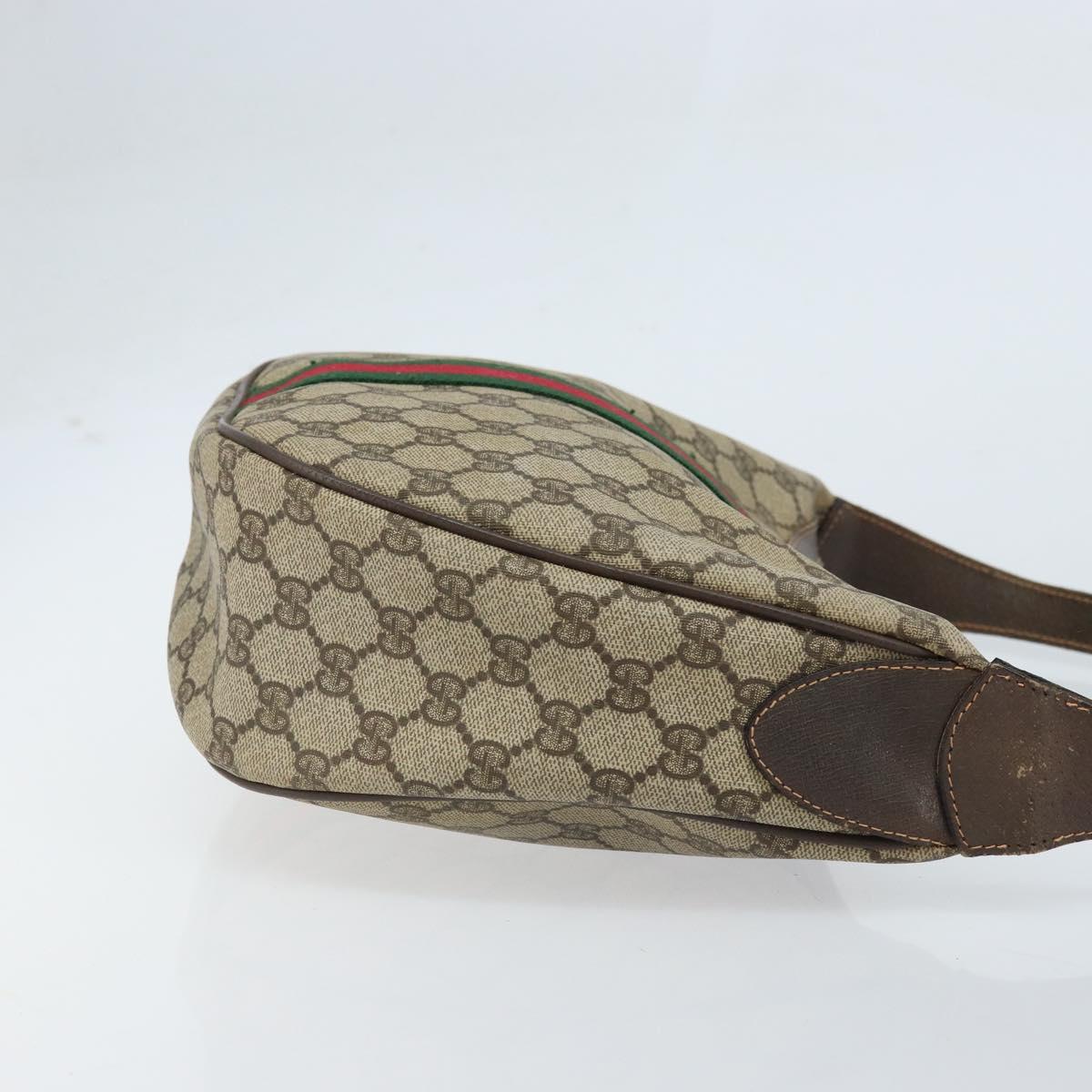 GUCCI Web Sherry Line GG Supreme Shoulder Bag PVC Beige Gold 010 378 Auth 172377