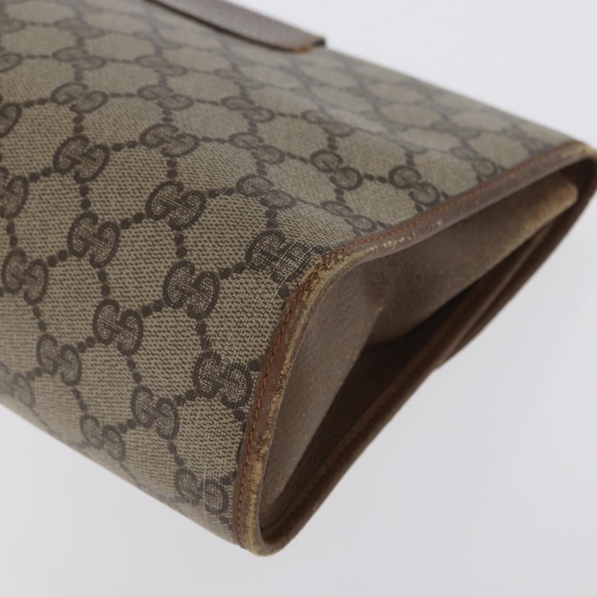 GUCCI GG Supreme Web Sherry Line Clutch Bag PVC Beige Gold 89 01 031 Auth 172384