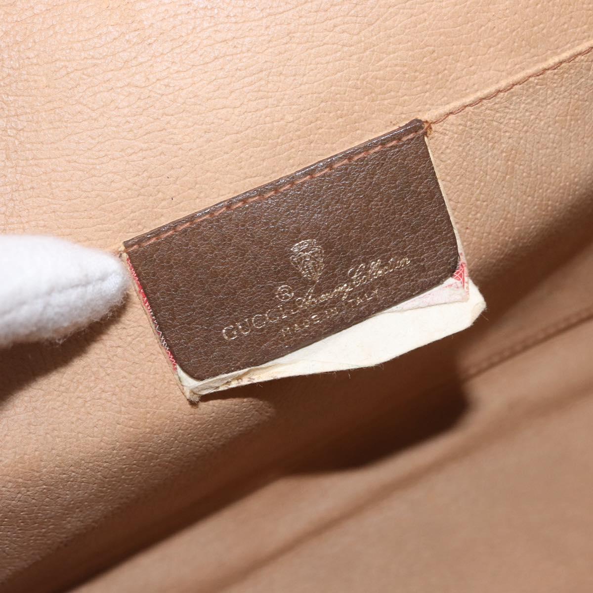 GUCCI GG Supreme Web Sherry Line Clutch Bag PVC Beige Gold 89 01 031 Auth 172384