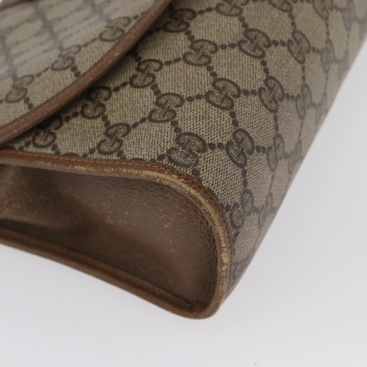 GUCCI GG Supreme Web Sherry Line Clutch Bag PVC Beige Gold 89 01 031 Auth 172384