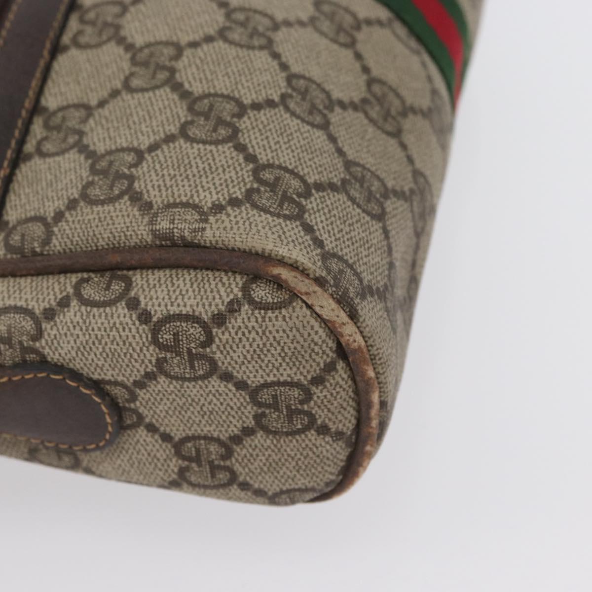 GUCCI GG Supreme Web Sherry Line Shoulder Bag PVC Beige Gold 010 378 Auth 172385
