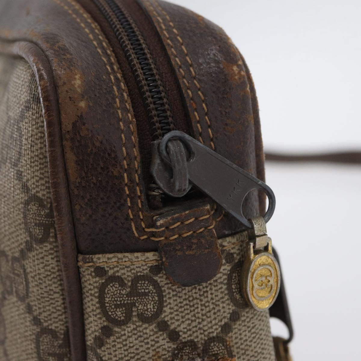 GUCCI GG Supreme Web Sherry Line Shoulder Bag PVC Beige Gold 010 378 Auth 172385
