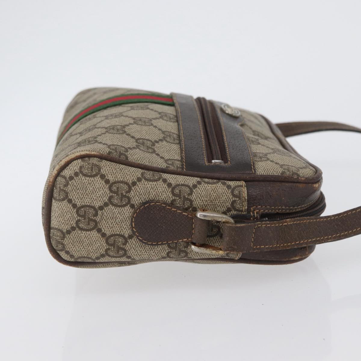 GUCCI GG Supreme Web Sherry Line Shoulder Bag PVC Beige Gold 010 378 Auth 172385