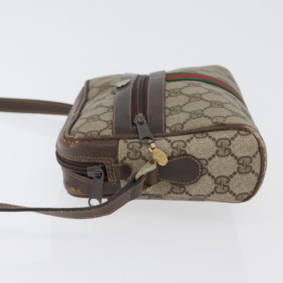 GUCCI GG Supreme Web Sherry Line Shoulder Bag PVC Beige Gold 010 378 Auth 172385