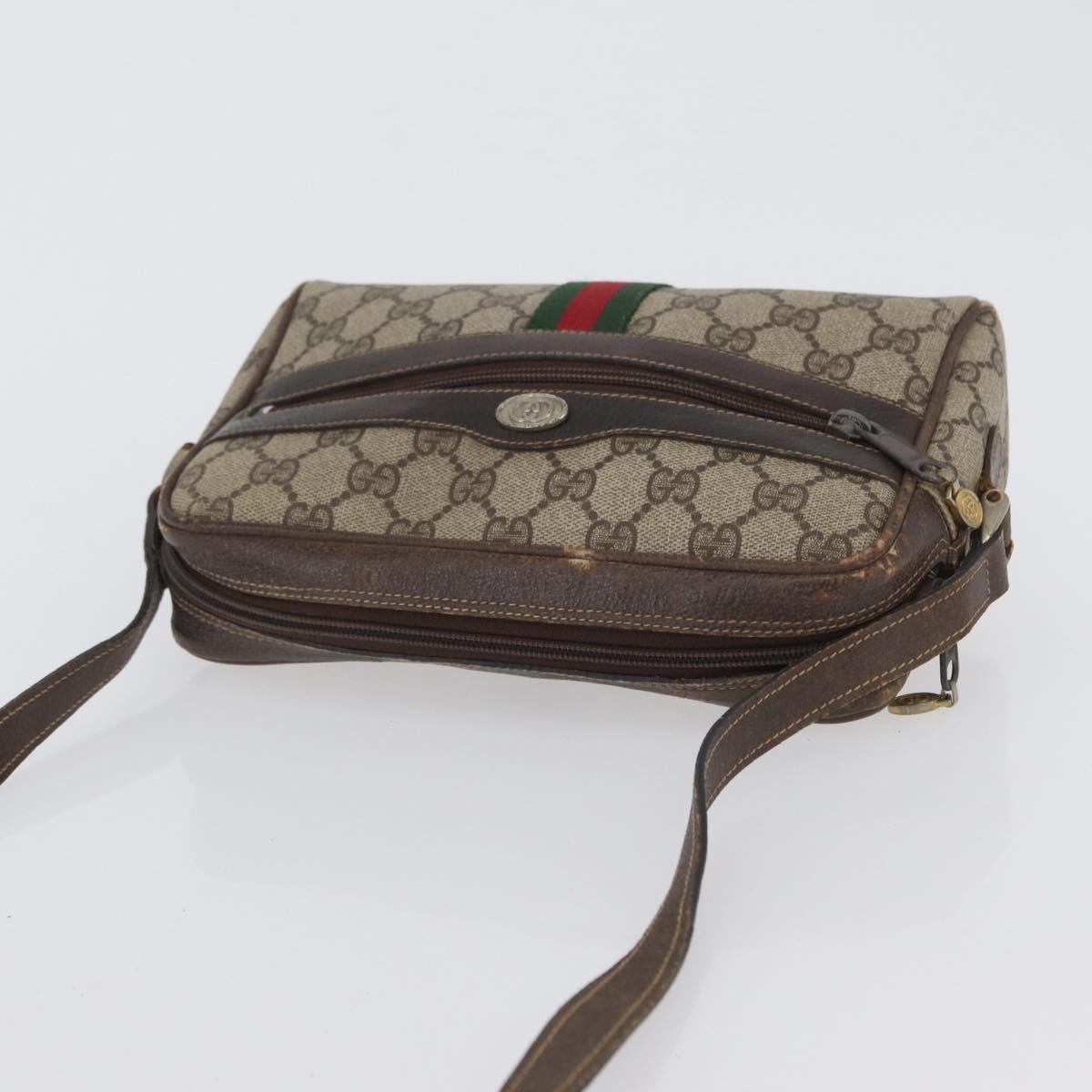 GUCCI GG Supreme Web Sherry Line Shoulder Bag PVC Beige Gold 010 378 Auth 172385