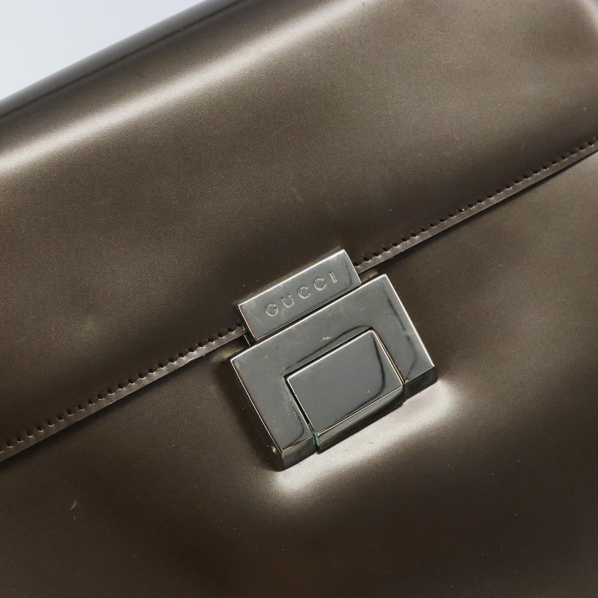 GUCCI Hand Bag Patent leather 2way Bronze Gold Auth 172396