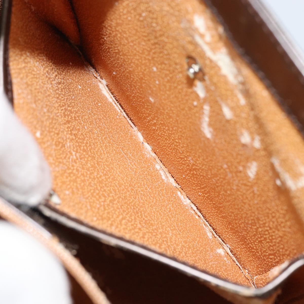 GUCCI Hand Bag Patent leather 2way Bronze Gold Auth 172396