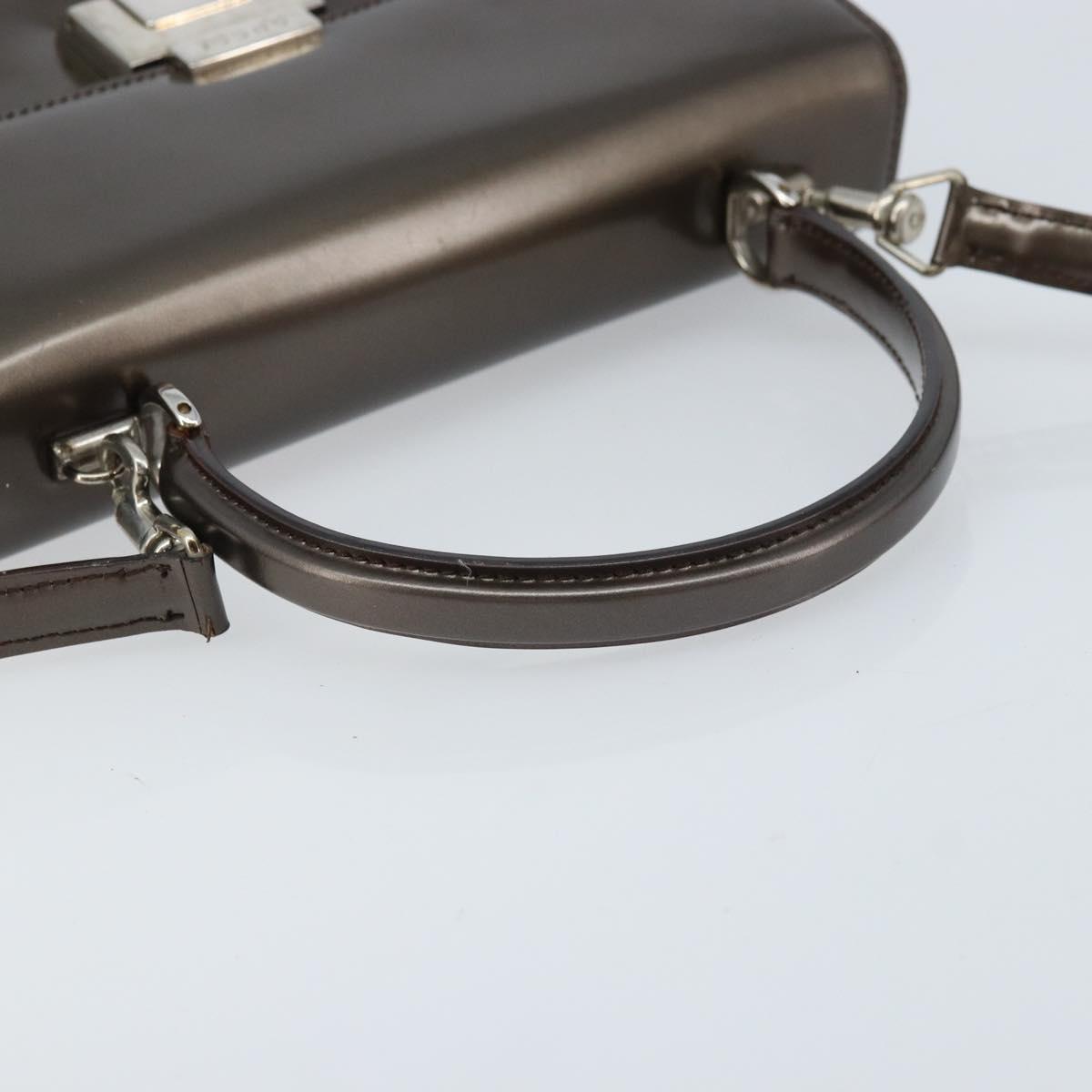 GUCCI Hand Bag Patent leather 2way Bronze Gold Auth 172396
