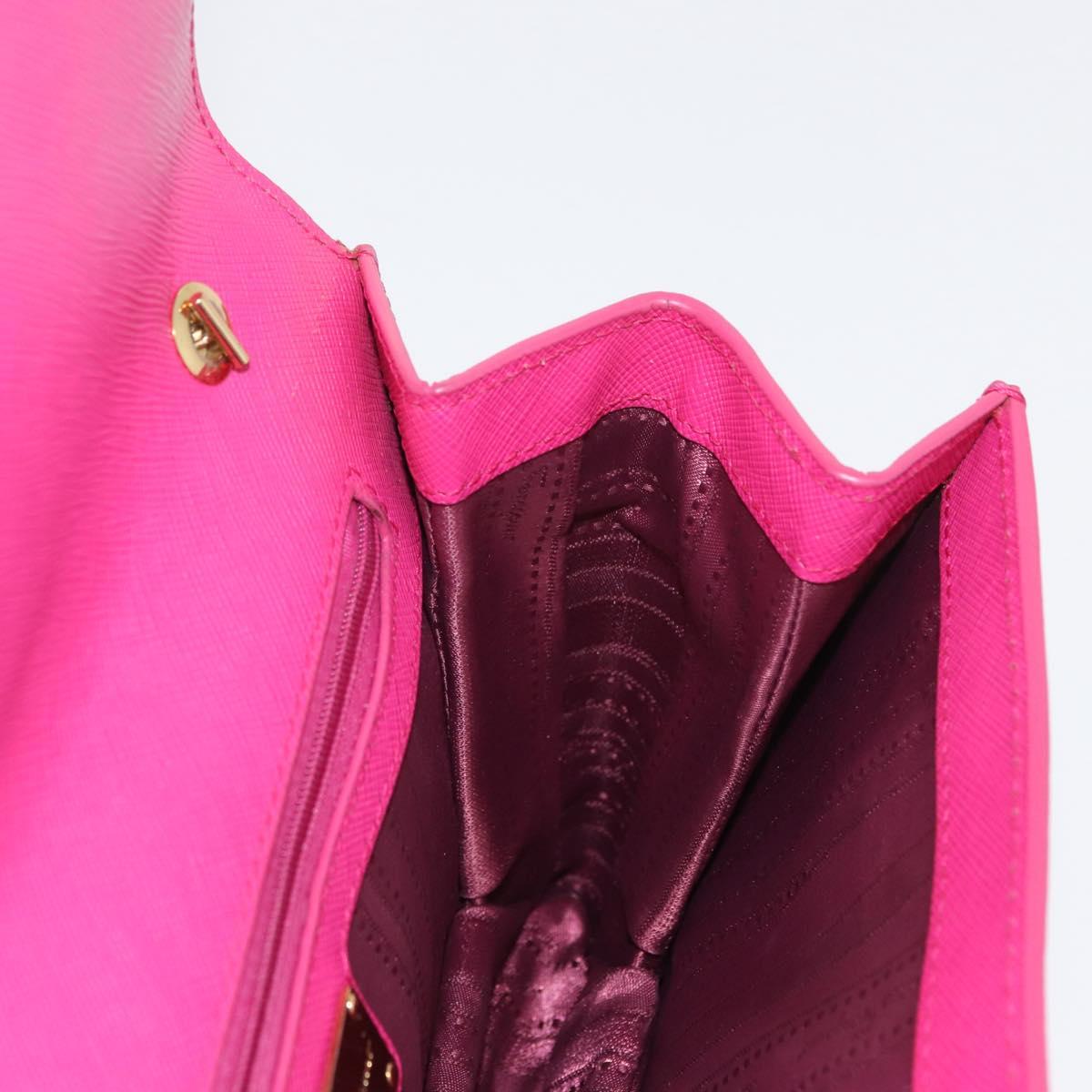 Salvatore Ferragamo Vala Chain Shoulder Bag Leather Pink Gold Auth 172403