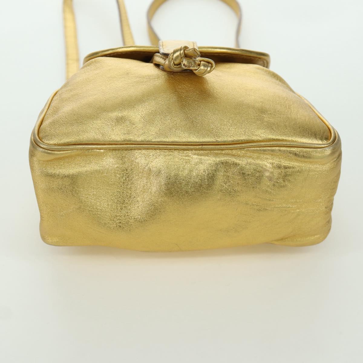 BOTTEGA VENETA Backpack Leather Gold Auth 172406V