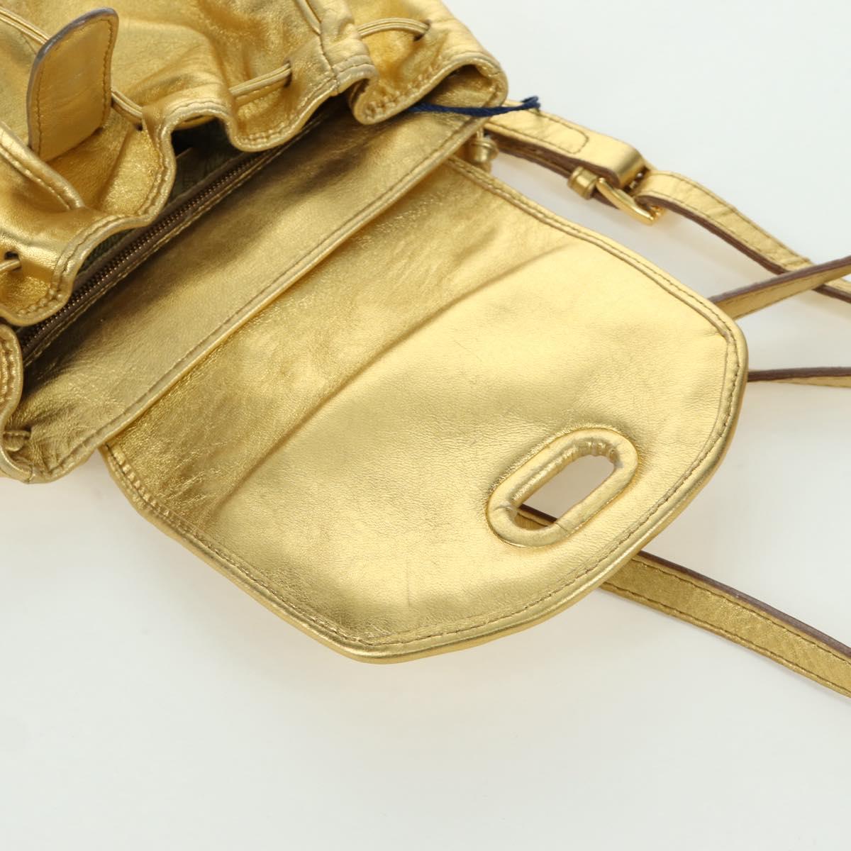 BOTTEGA VENETA Backpack Leather Gold Auth 172406V