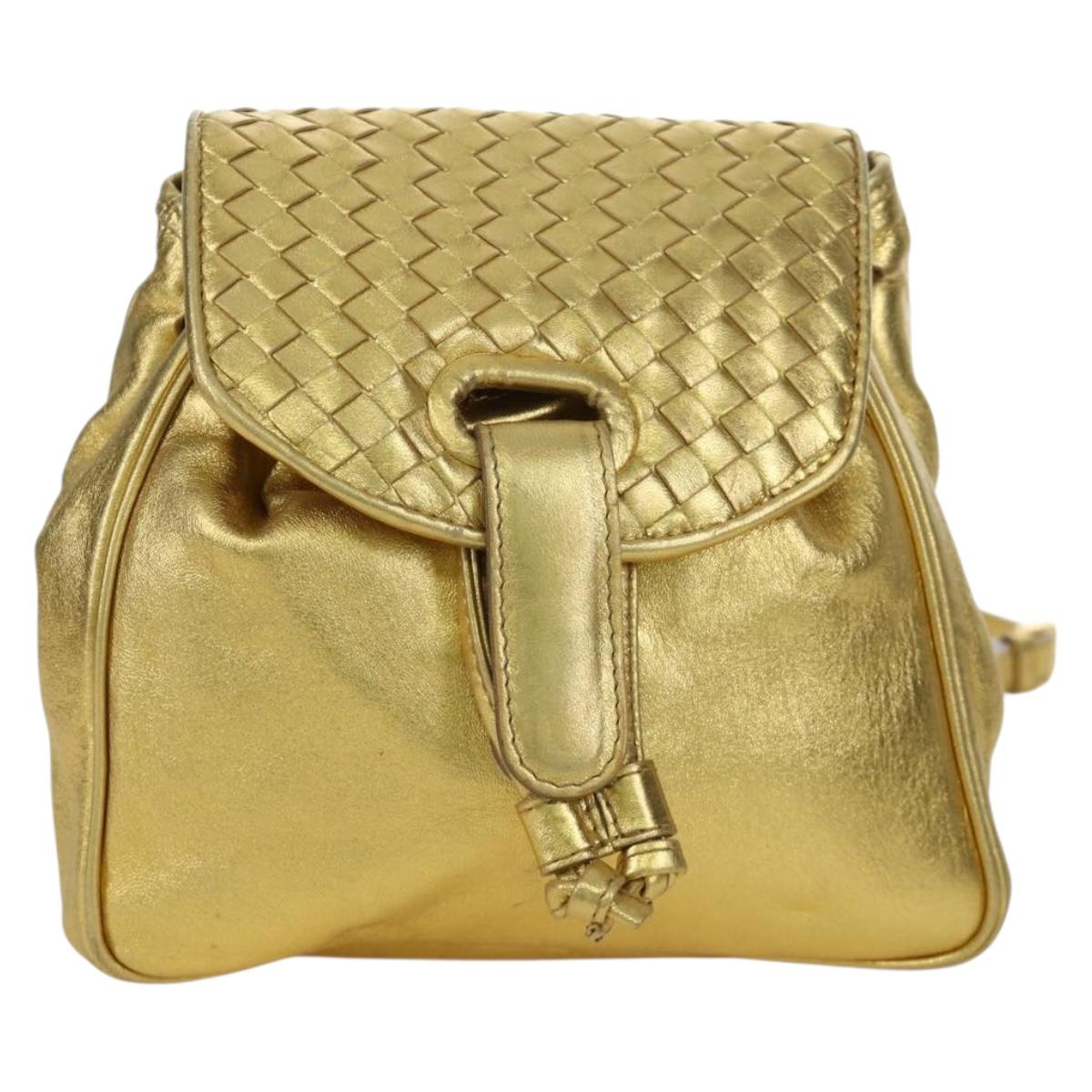 BOTTEGA VENETA Backpack Leather Gold Auth 172406V