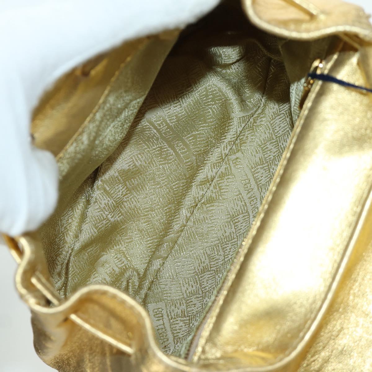 BOTTEGA VENETA Backpack Leather Gold Auth 172406V