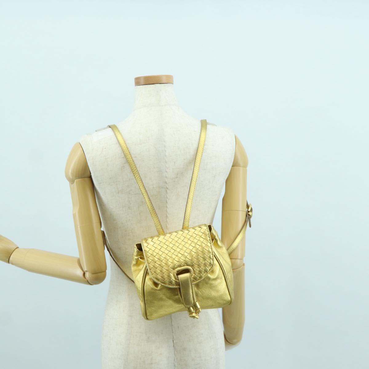 BOTTEGA VENETA Backpack Leather Gold Auth 172406V