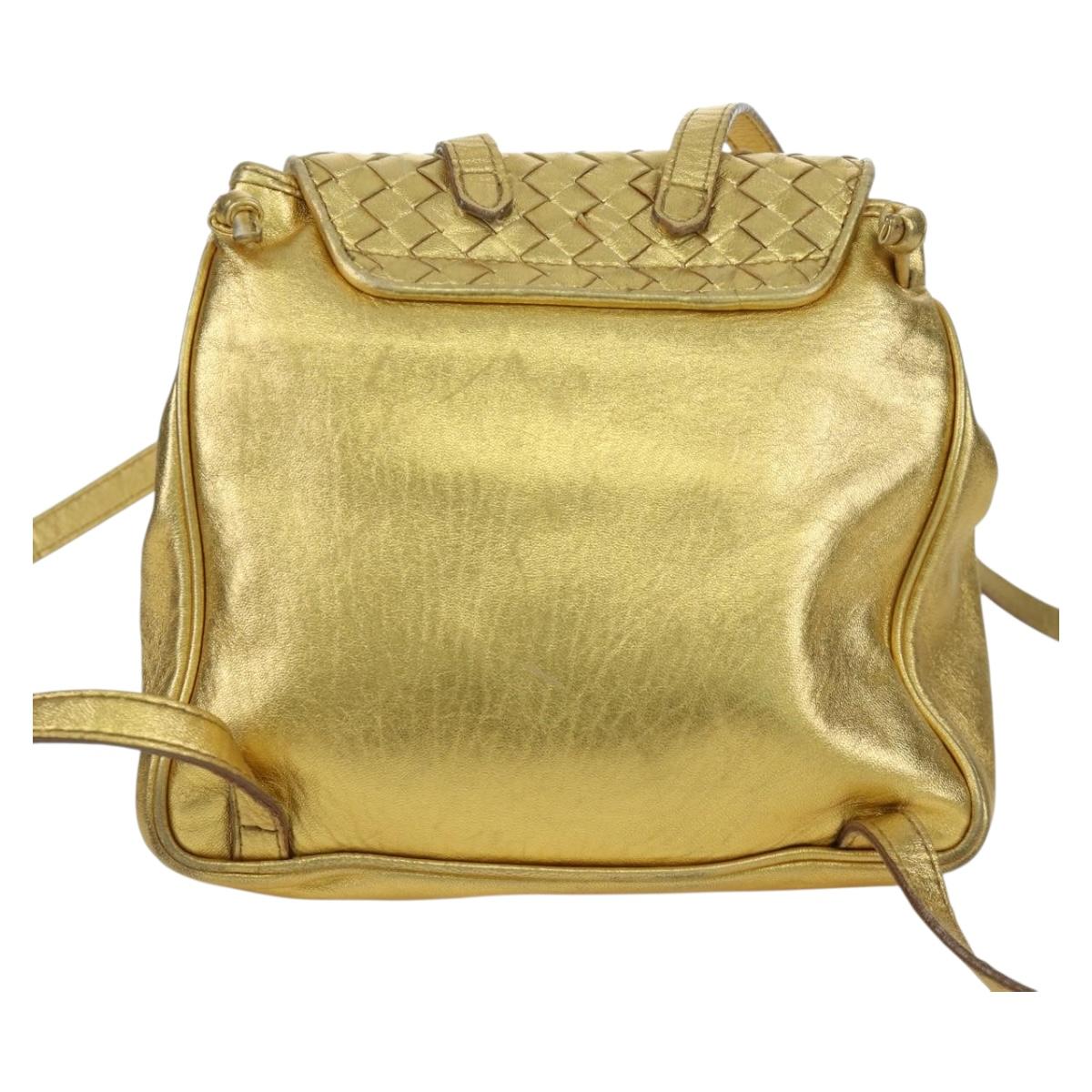 BOTTEGA VENETA Backpack Leather Gold Auth 172406V