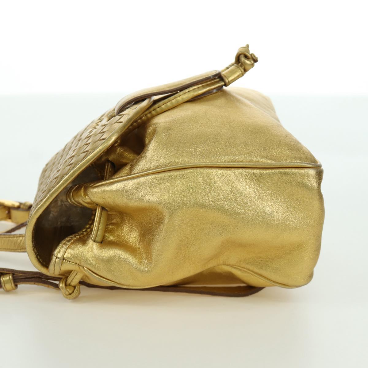 BOTTEGA VENETA Backpack Leather Gold Auth 172406V