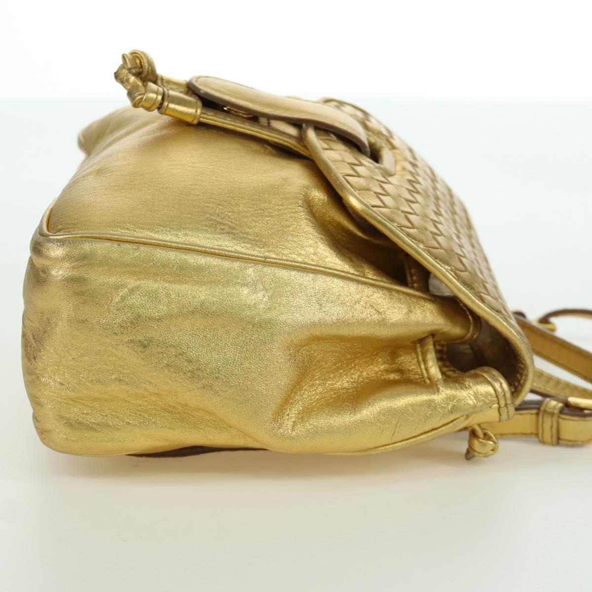 BOTTEGA VENETA Backpack Leather Gold Auth 172406V