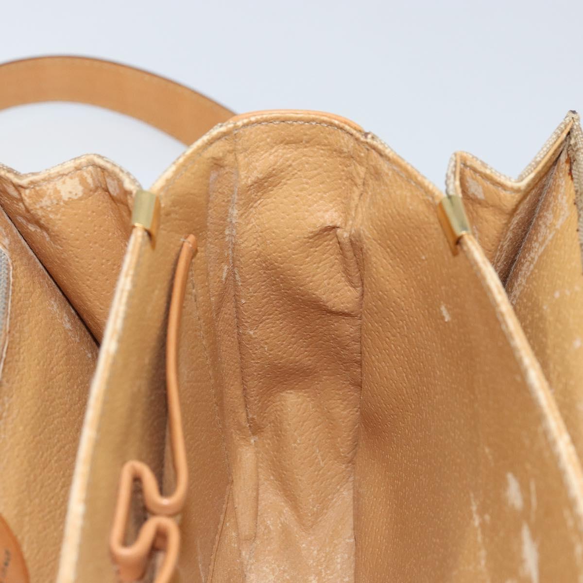 CELINE Macadam Canvas Horse Carriage Shoulder Bag PVC Beige Gold Auth 172407