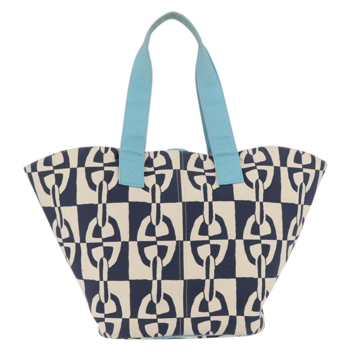 HERMES Panier Plage PM Tote Bag Canvas Navy Auth 172409