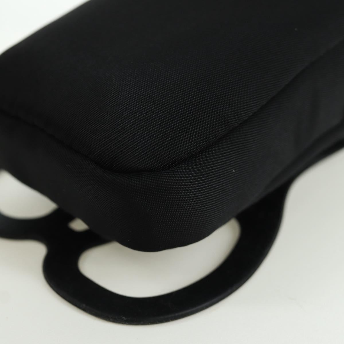PRADA Phone Holder Pouch Nylon Black Silver Auth 172423M