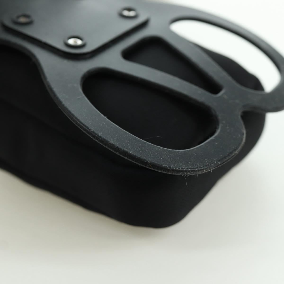 PRADA Phone Holder Pouch Nylon Black Silver Auth 172423M