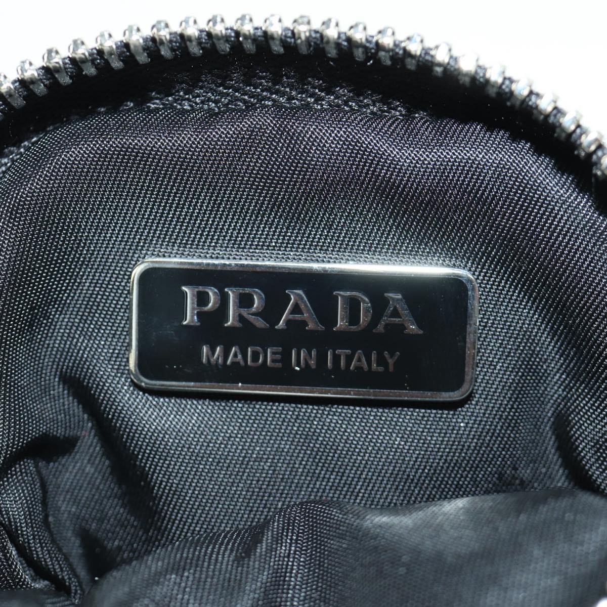 PRADA Phone Holder Pouch Nylon Black Silver Auth 172423M