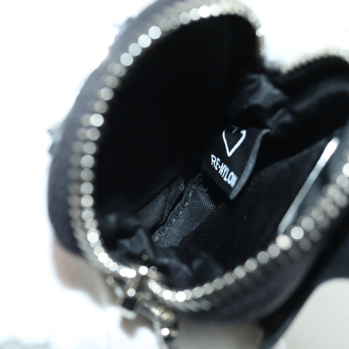 PRADA Phone Holder Pouch Nylon Black Silver Auth 172423M